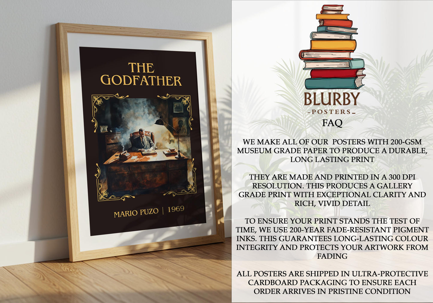 The Godfather by Mario Puzo | Descriptive Book Poster | Minimalist