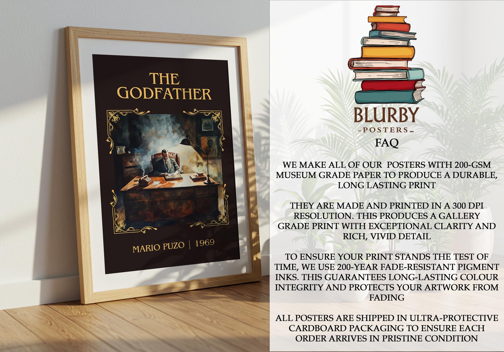 The Godfather by Mario Puzo | Descriptive Book Poster | Minimalist