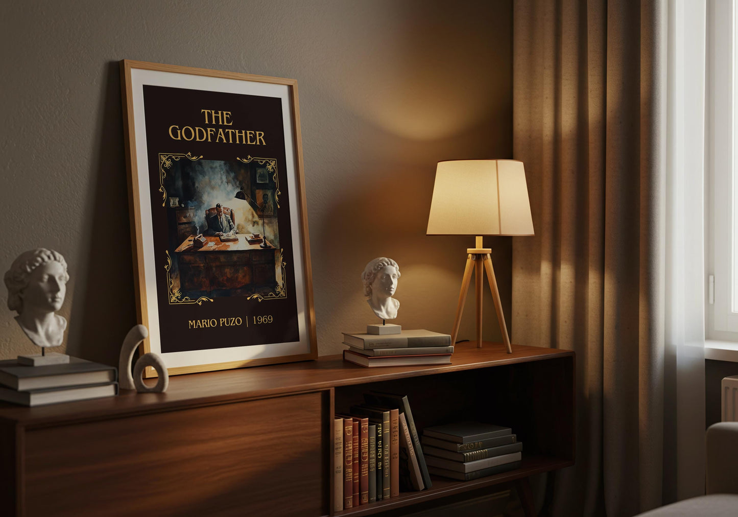 The Godfather by Mario Puzo | Descriptive Book Poster | Minimalist