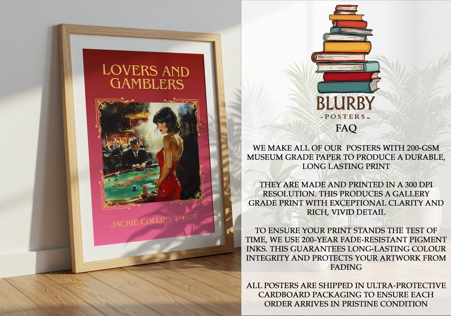 Lovers And Gamblers by Jackie Collins | Descriptive Book Poster | Minimalist