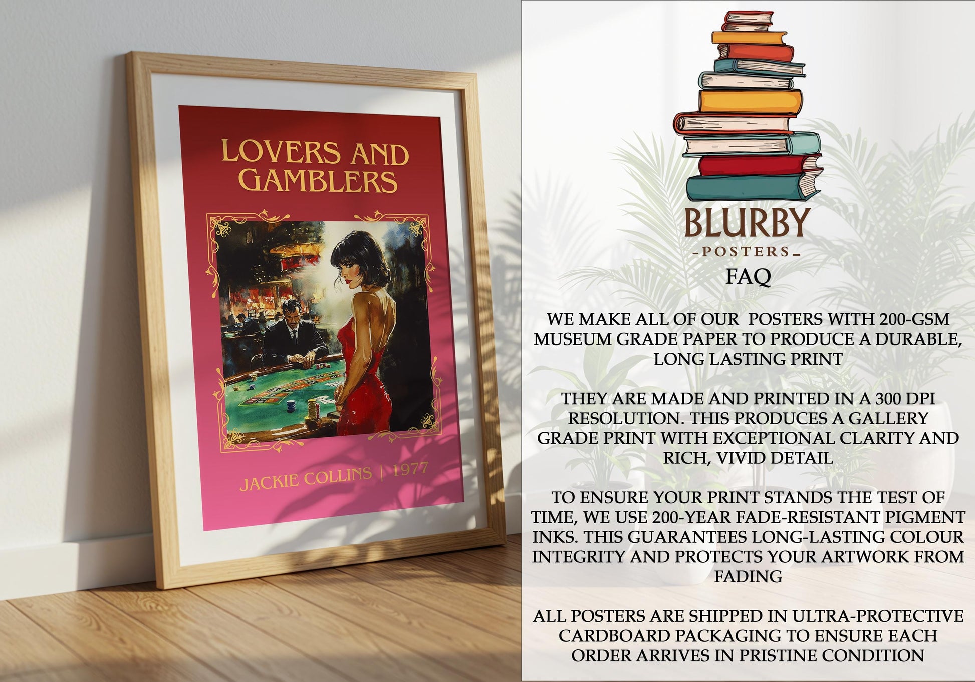 Lovers And Gamblers by Jackie Collins | Descriptive Book Poster | Minimalist