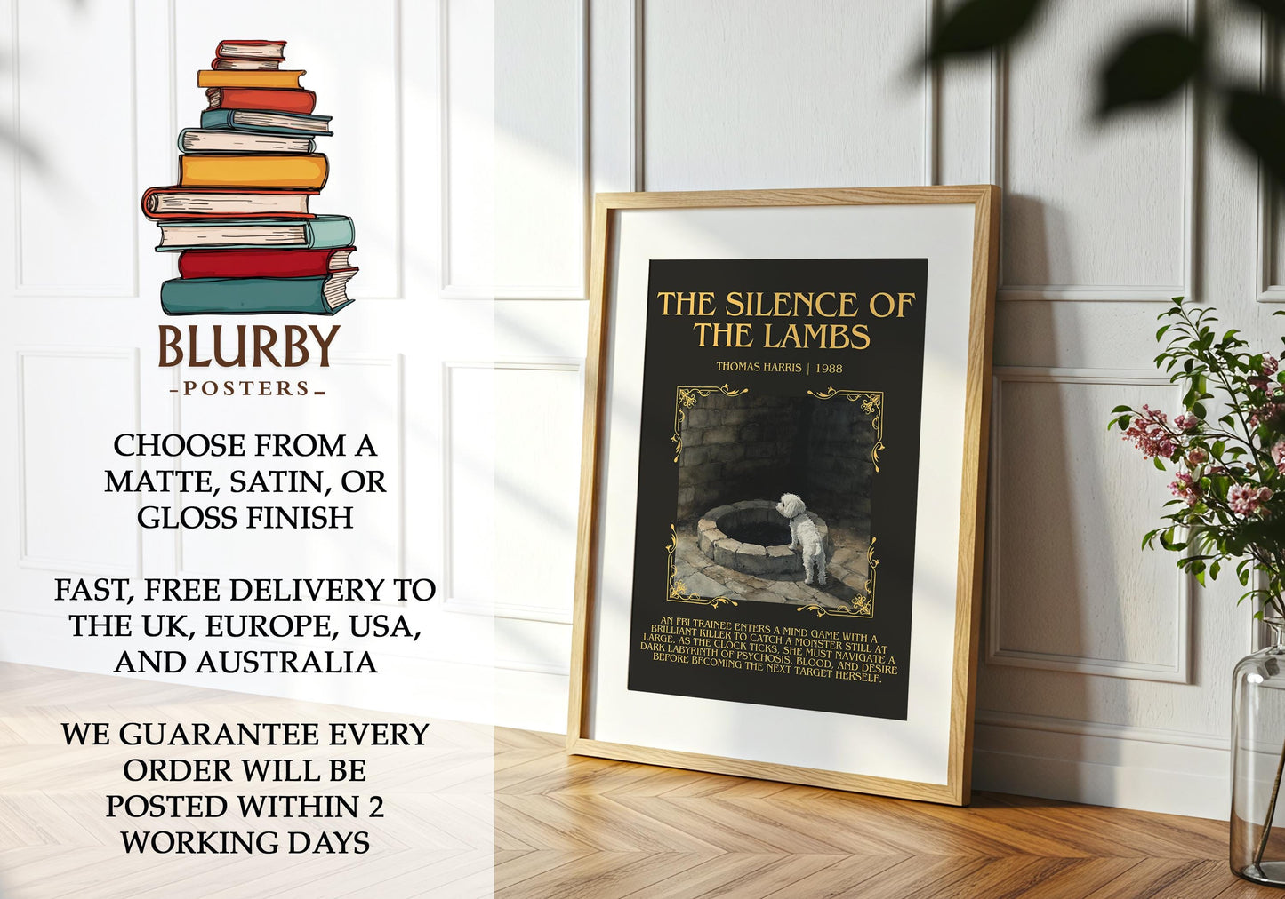 The Silence Of The Lambs by Thomas Harris | Descriptive Book Poster | Blurby