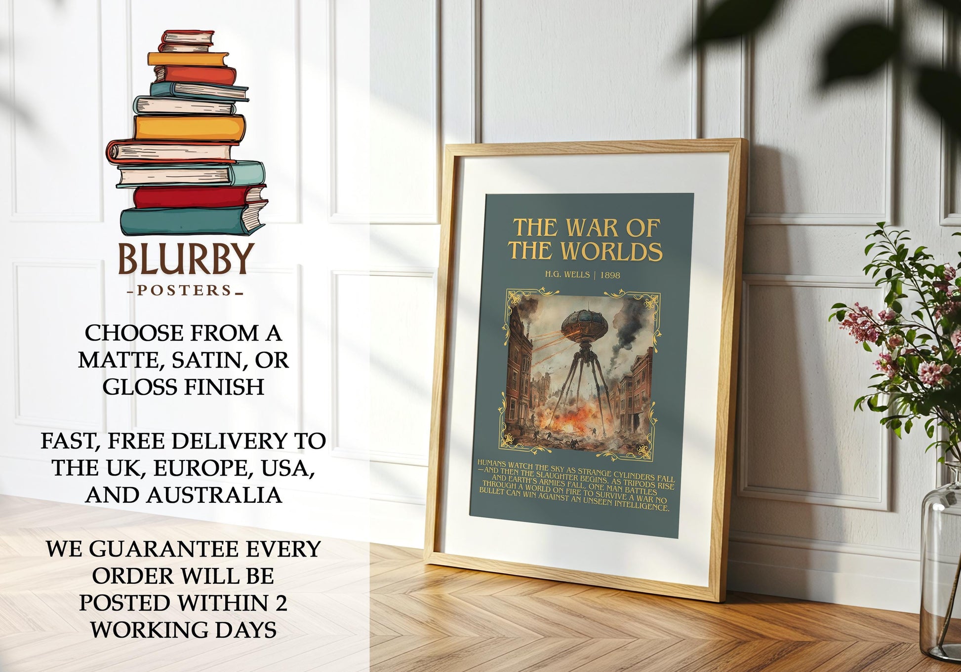 The War Of The Worlds by H.G. Wells | Descriptive Book Poster | Blurby