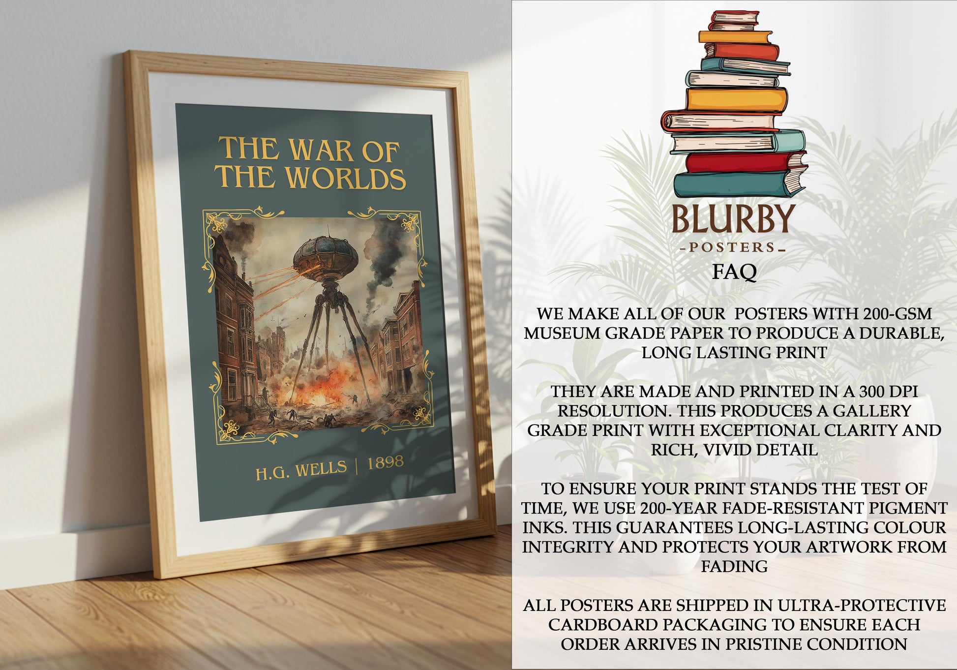 The War Of The Worlds by H.G. Wells | Descriptive Book Poster | Minimalist