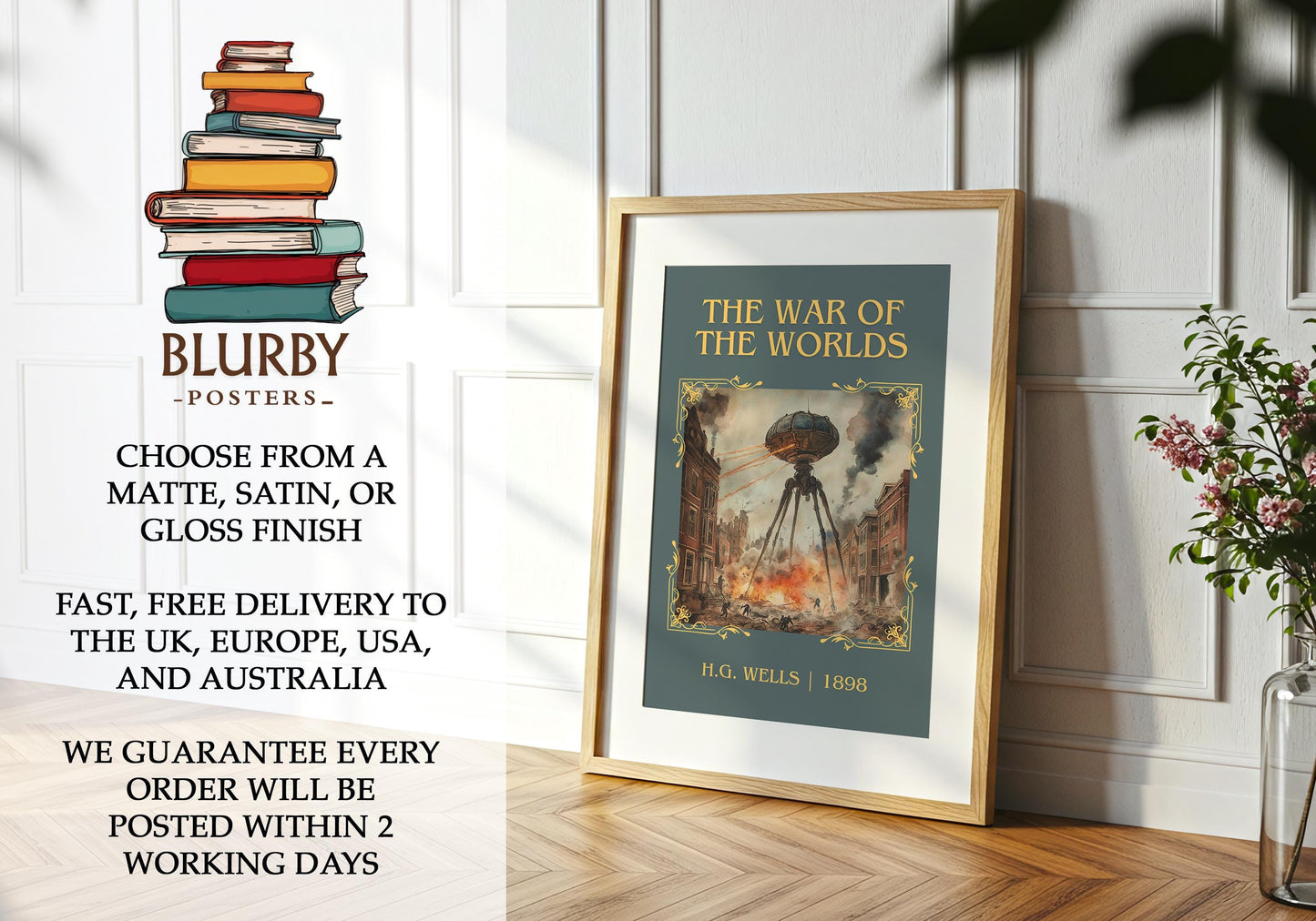 The War Of The Worlds by H.G. Wells | Descriptive Book Poster | Minimalist