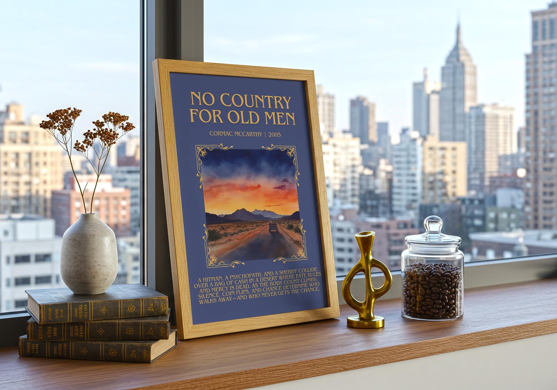 No Country For Old Men by Cormac McCarthy | Descriptive Book Poster | Blurby