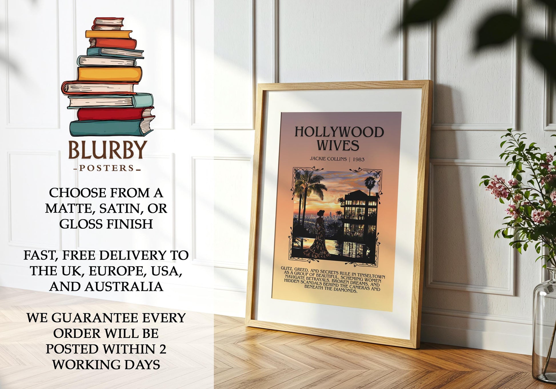 Hollywood Wives by Jackie Collins | Descriptive Book Poster | Blurby