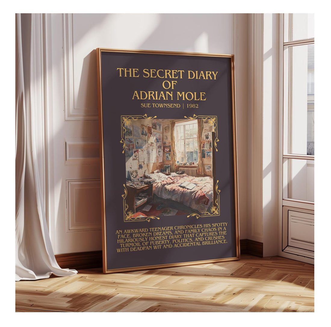 The Secret Diary Of Adrian Mole minimalist poster paper finish options – matte satin gloss (mockup)
