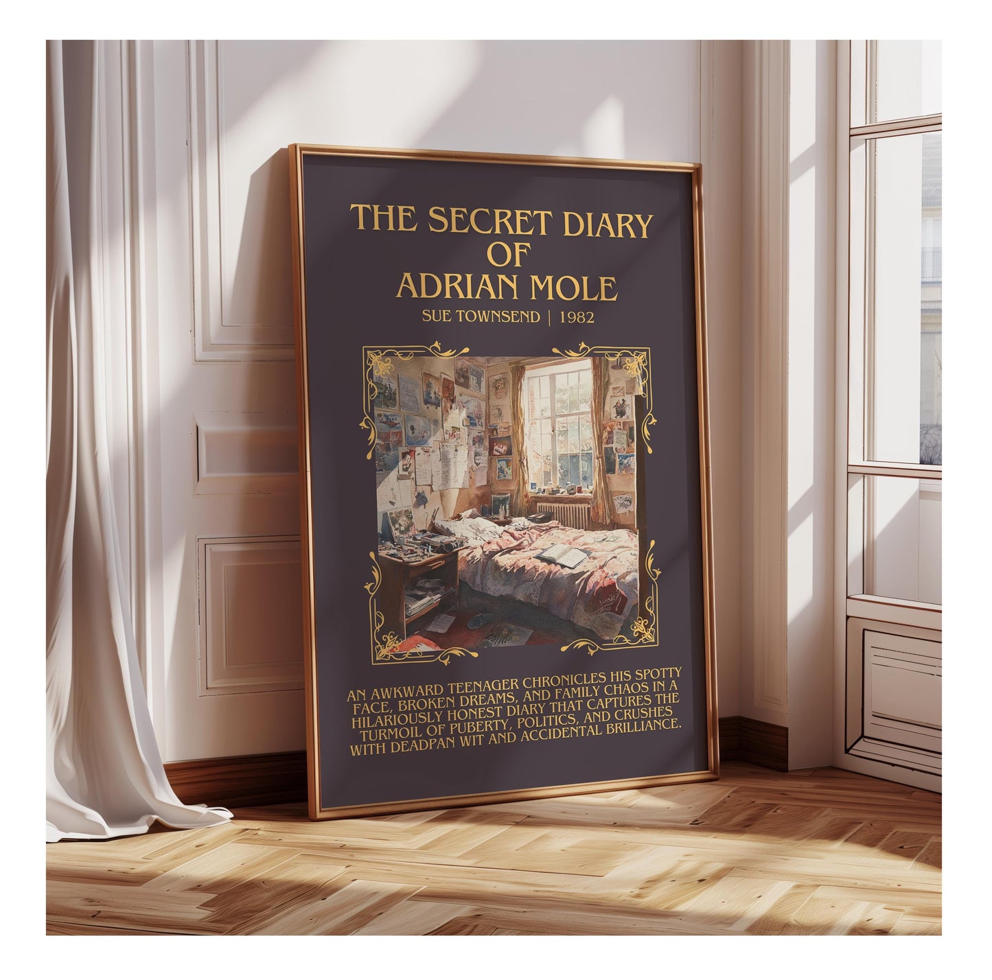 The Secret Diary Of Adrian Mole by Sue Townsend | Descriptive Book Poster | Blurby