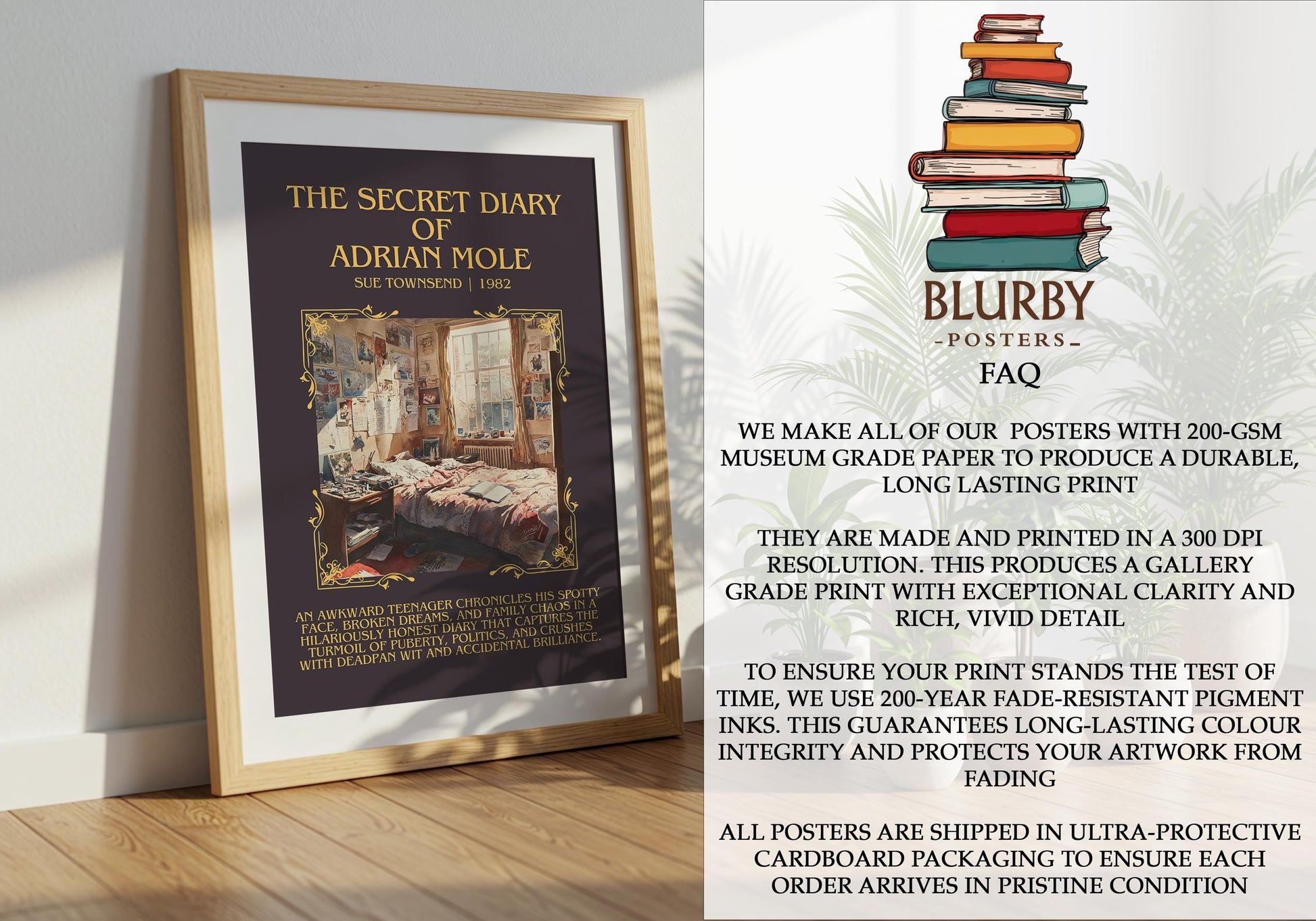 The Secret Diary Of Adrian Mole by Sue Townsend | Descriptive Book Poster | Blurby