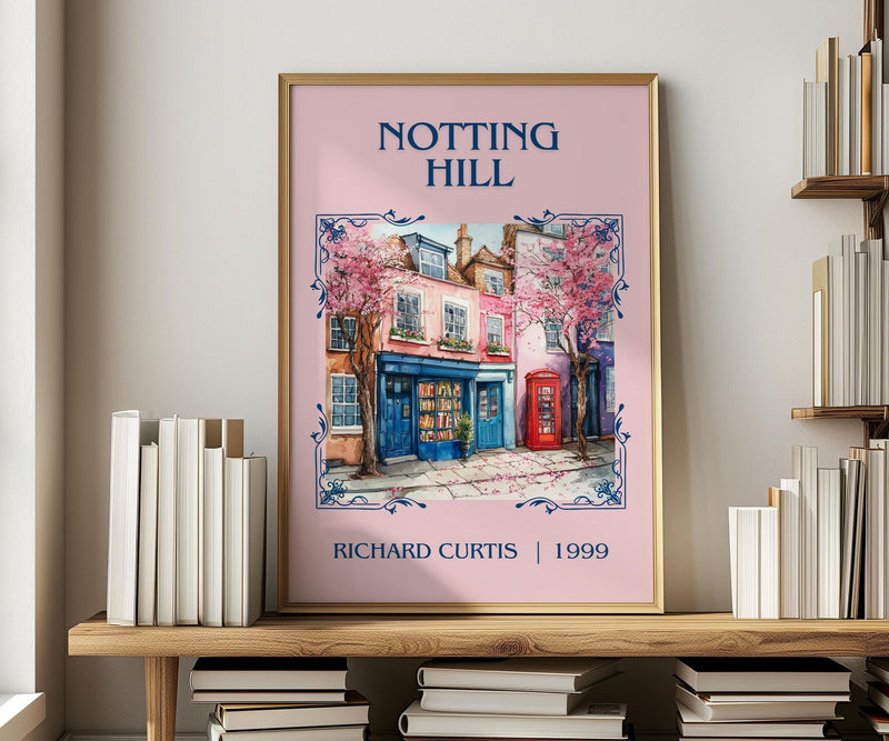 Notting Hill classic book art print in frame leaning in hallway – romance wall art