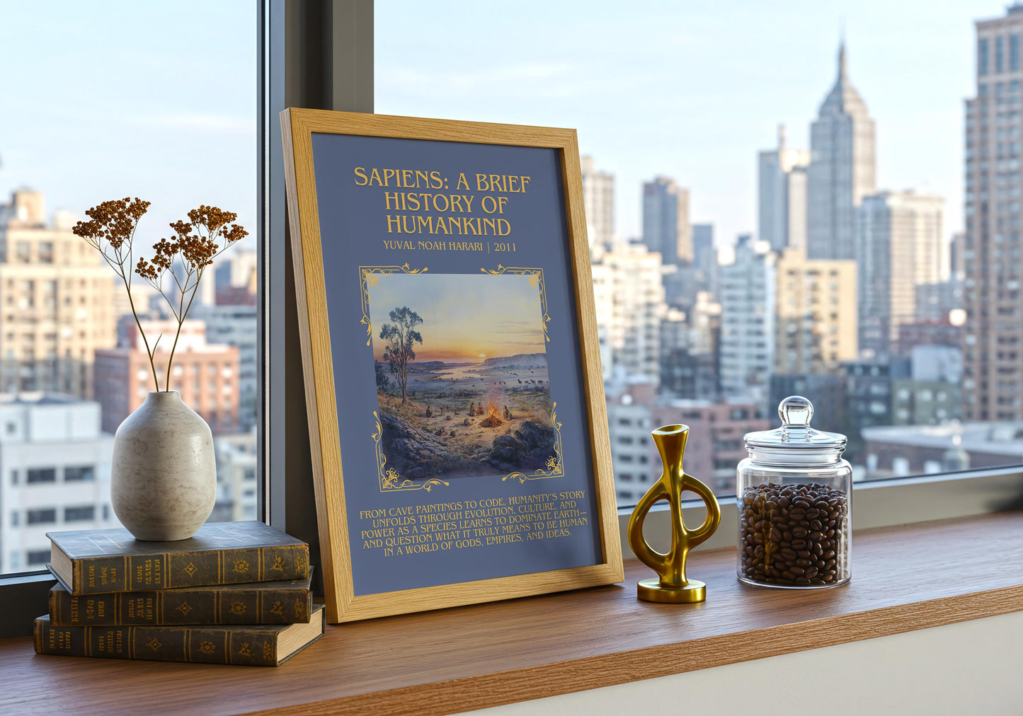 Sapiens: A Brief History Of Humankind by Yuval Noah Hurari | Descriptive Book Poster | Blurby