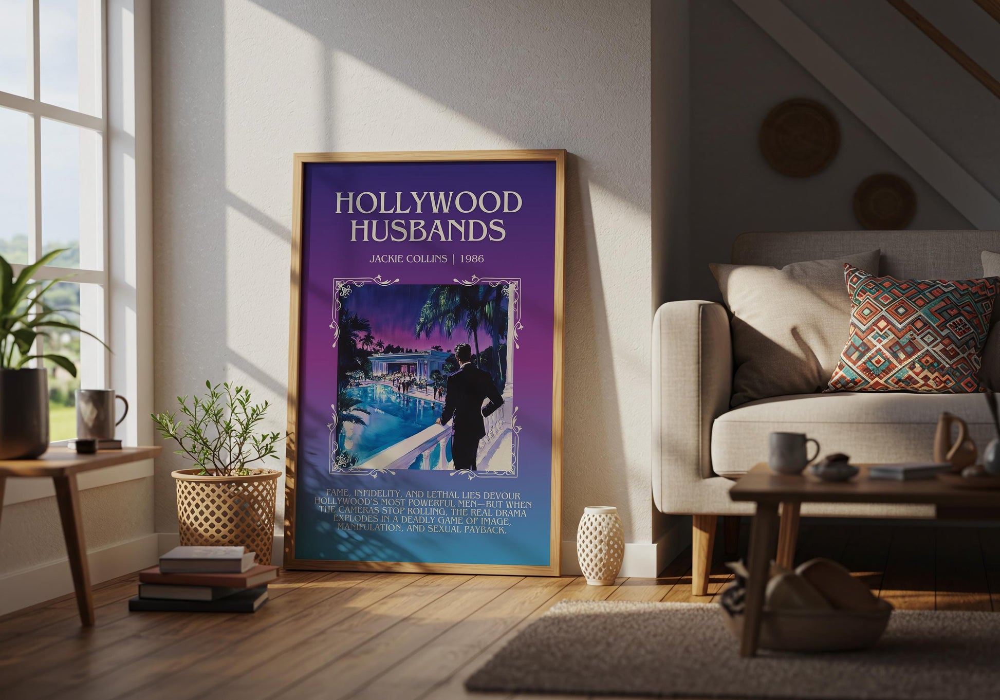 Hollywood Husbands by Jackie Collins | Descriptive Book Poster | Blurby