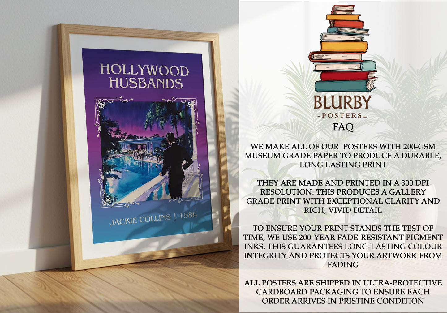 Hollywood Husbands by Jackie Collins | Descriptive Book Poster | Minimalist