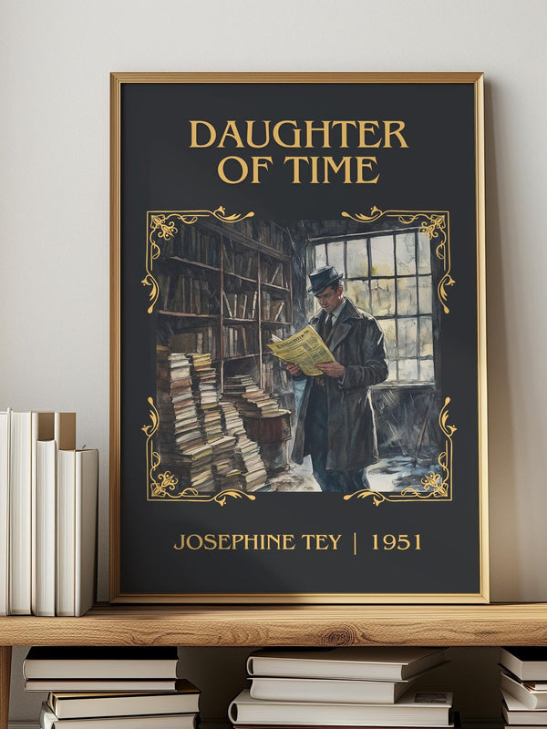The Daughter of Time classic book art print in frame leaning in hallway – mystery wall art