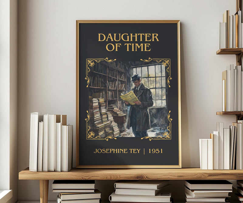 The Daughter of Time classic book art print in frame leaning in hallway – mystery wall art