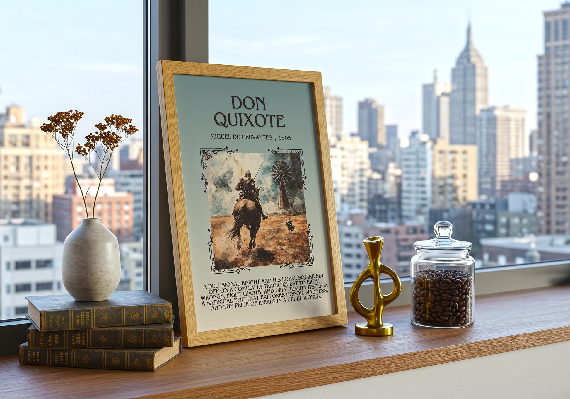 Don Quixote by Miguel De Cervantes | Descriptive Book Poster | Blurby