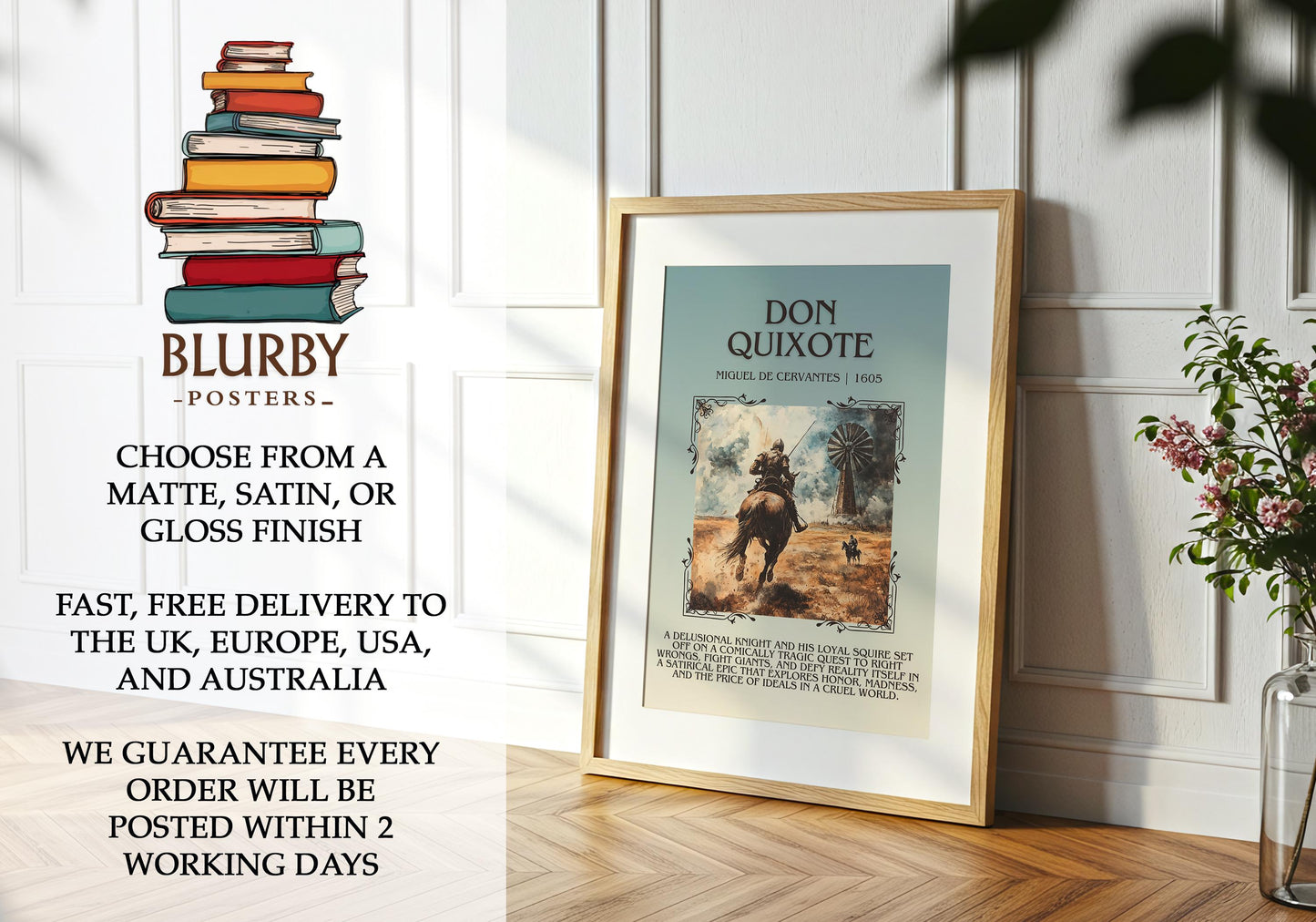 Don Quixote by Miguel De Cervantes | Descriptive Book Poster | Blurby