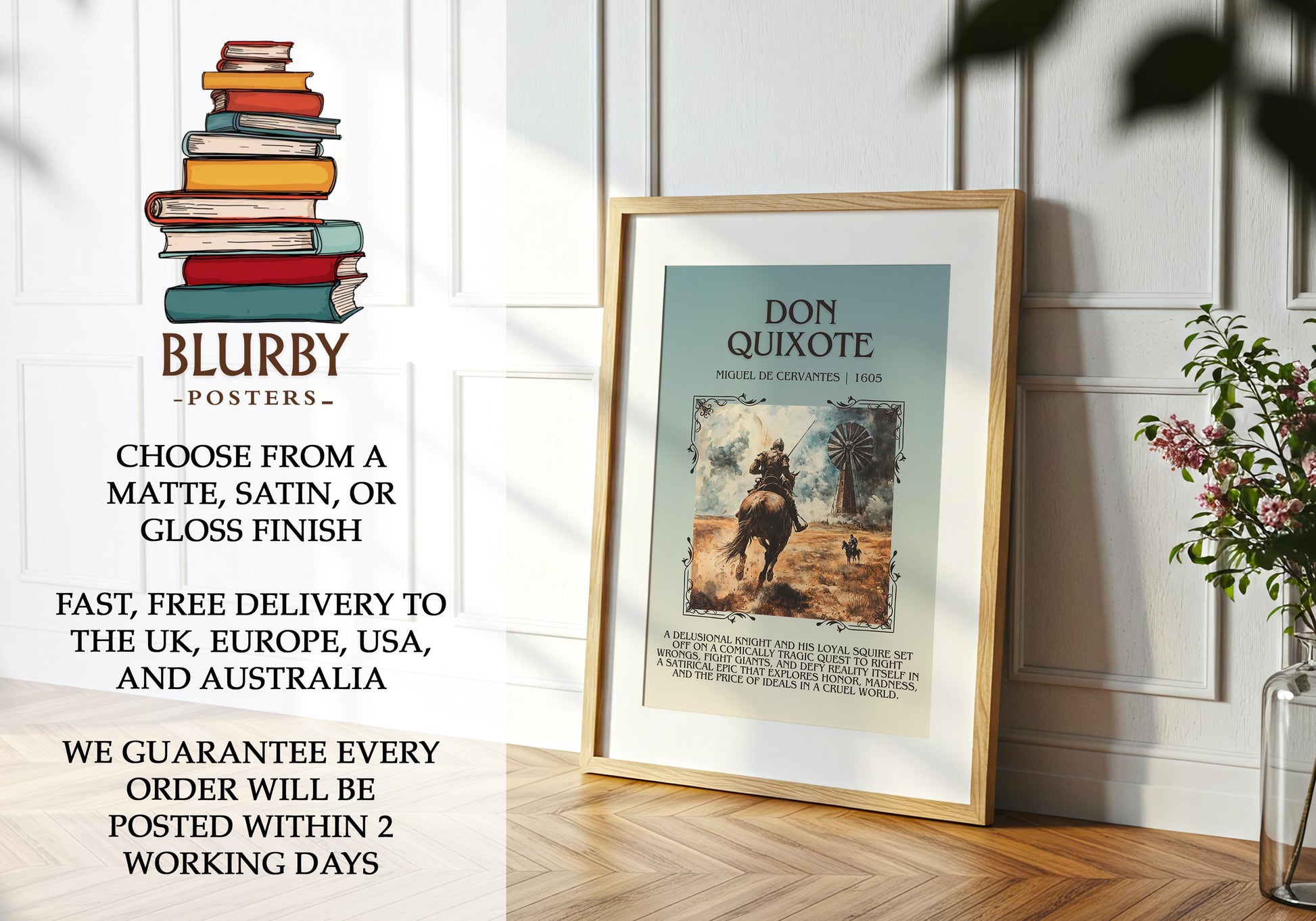 Don Quixote by Miguel De Cervantes | Descriptive Book Poster | Blurby
