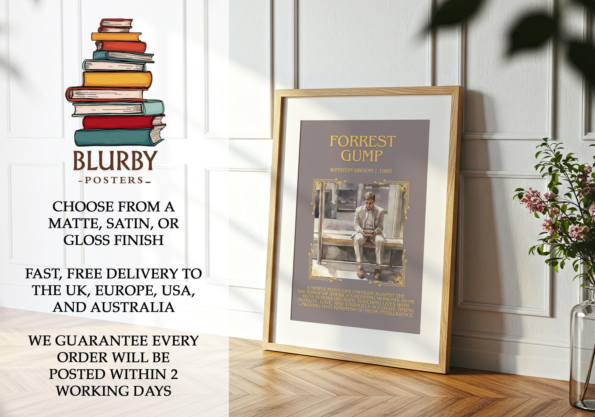 Forest Gump by Winston Groom | Descriptive Book Poster | Blurby