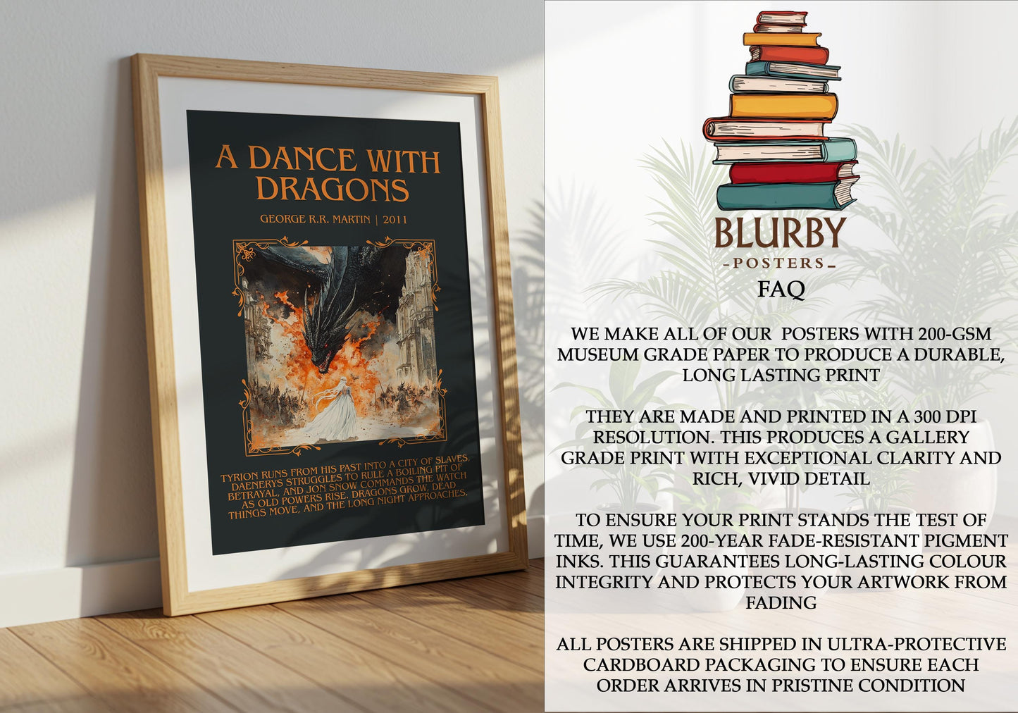 A Dance With Dragons by George R.R. Martin | Descriptive Book Poster | Blurby