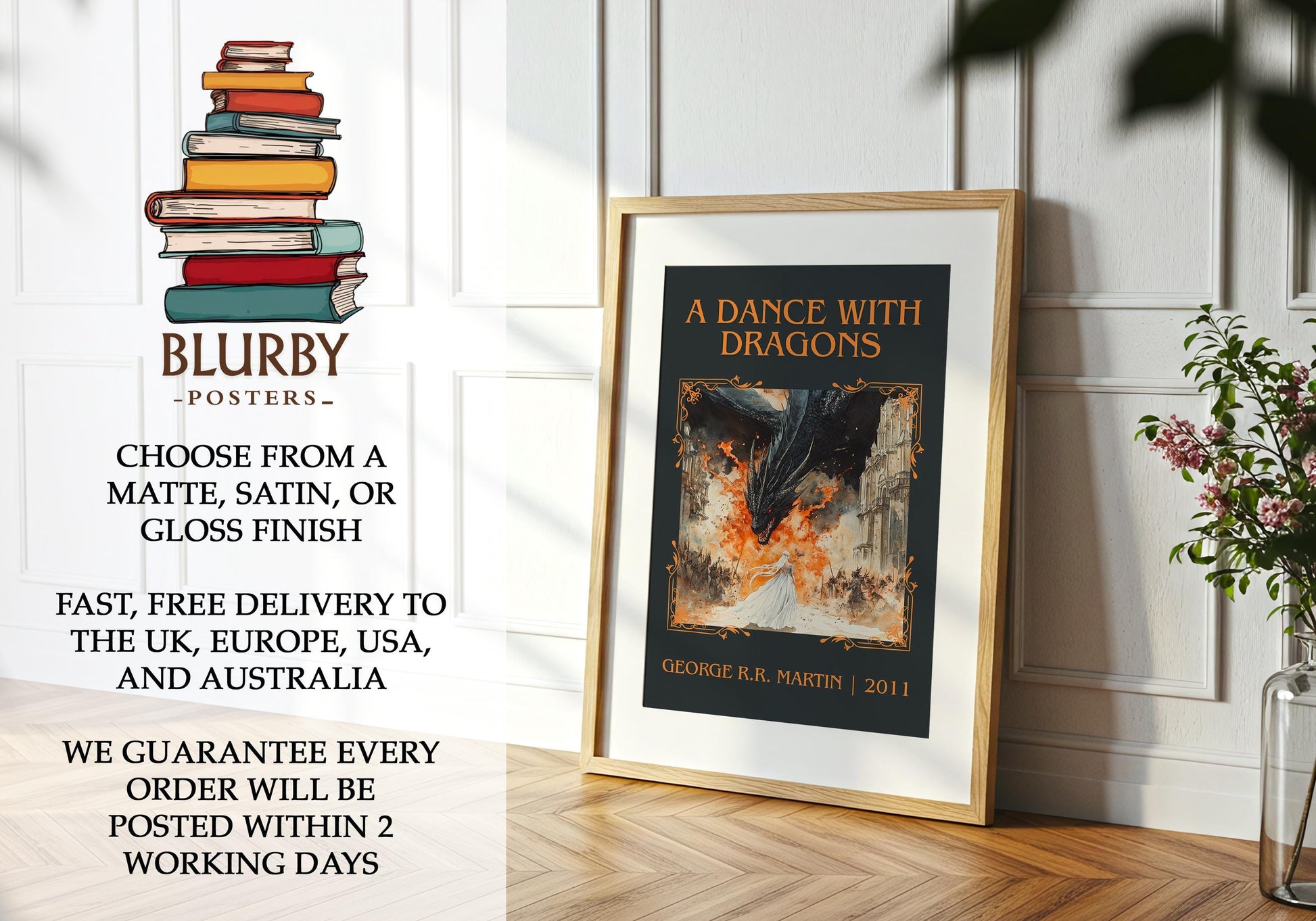 A Dance With Dragons by George R.R. Martin | Descriptive Book Poster | Minimalist