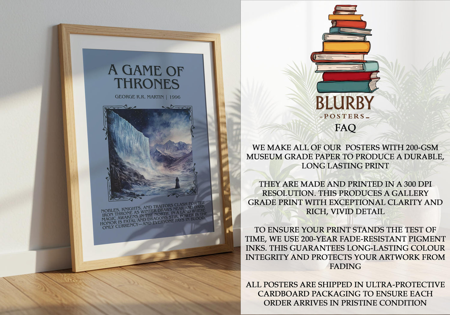 A Game Of Thrones by George R.R. Martin | Descriptive Book Poster | Blurby