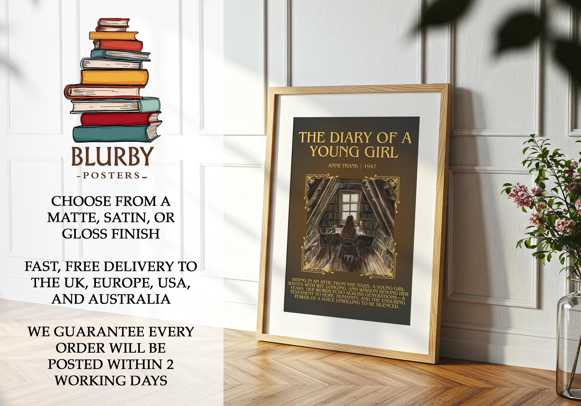 The Diary Of A Young Girl by Anne Frank | Descriptive Book Poster | Blurby