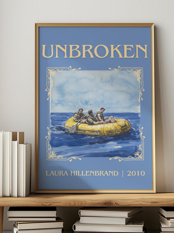 Unbroken classic book art print in frame leaning in hallway – non fiction wall art