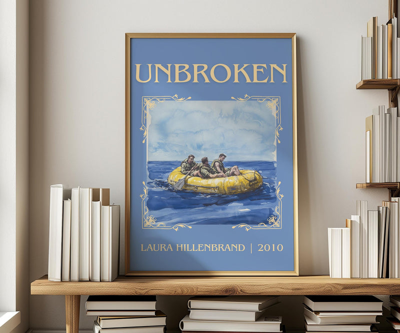 Unbroken classic book art print in frame leaning in hallway – non fiction wall art
