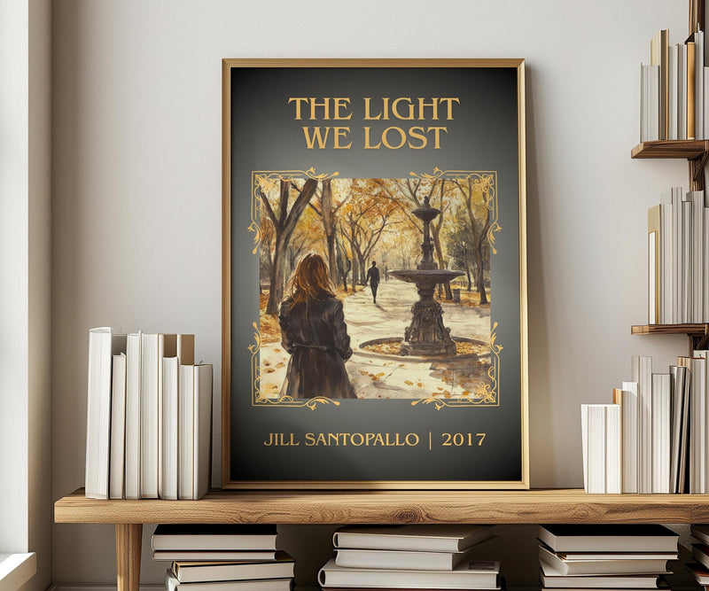 The Light We Lost classic book art print in frame leaning in hallway – romance wall art
