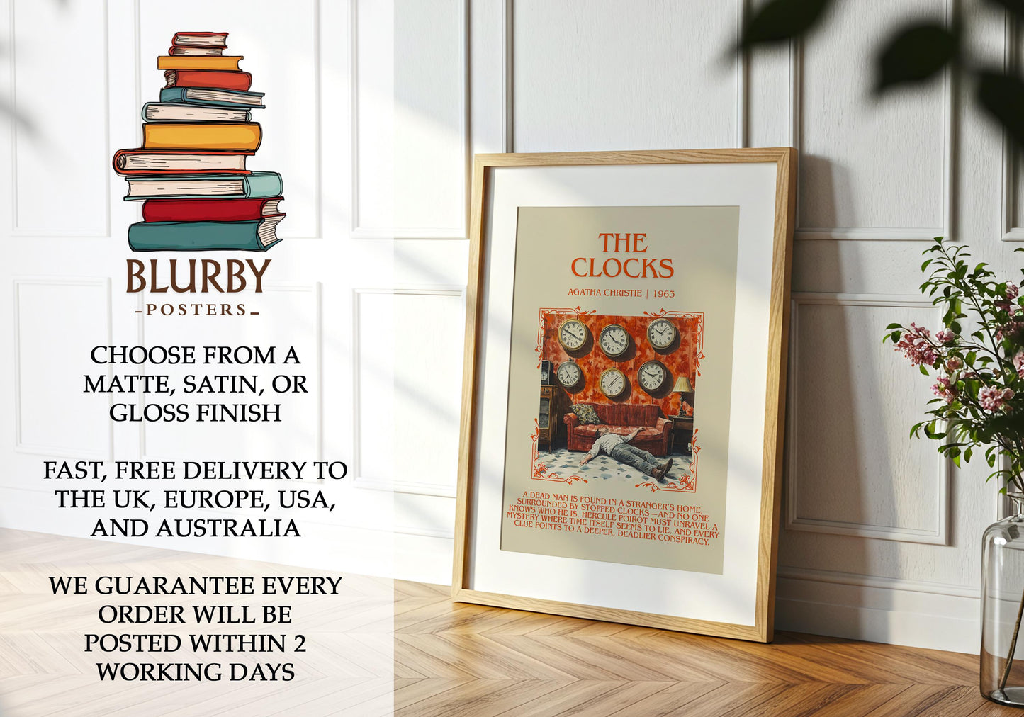 The Clocks by Agatha Christie | Descriptive Book Poster | Blurby