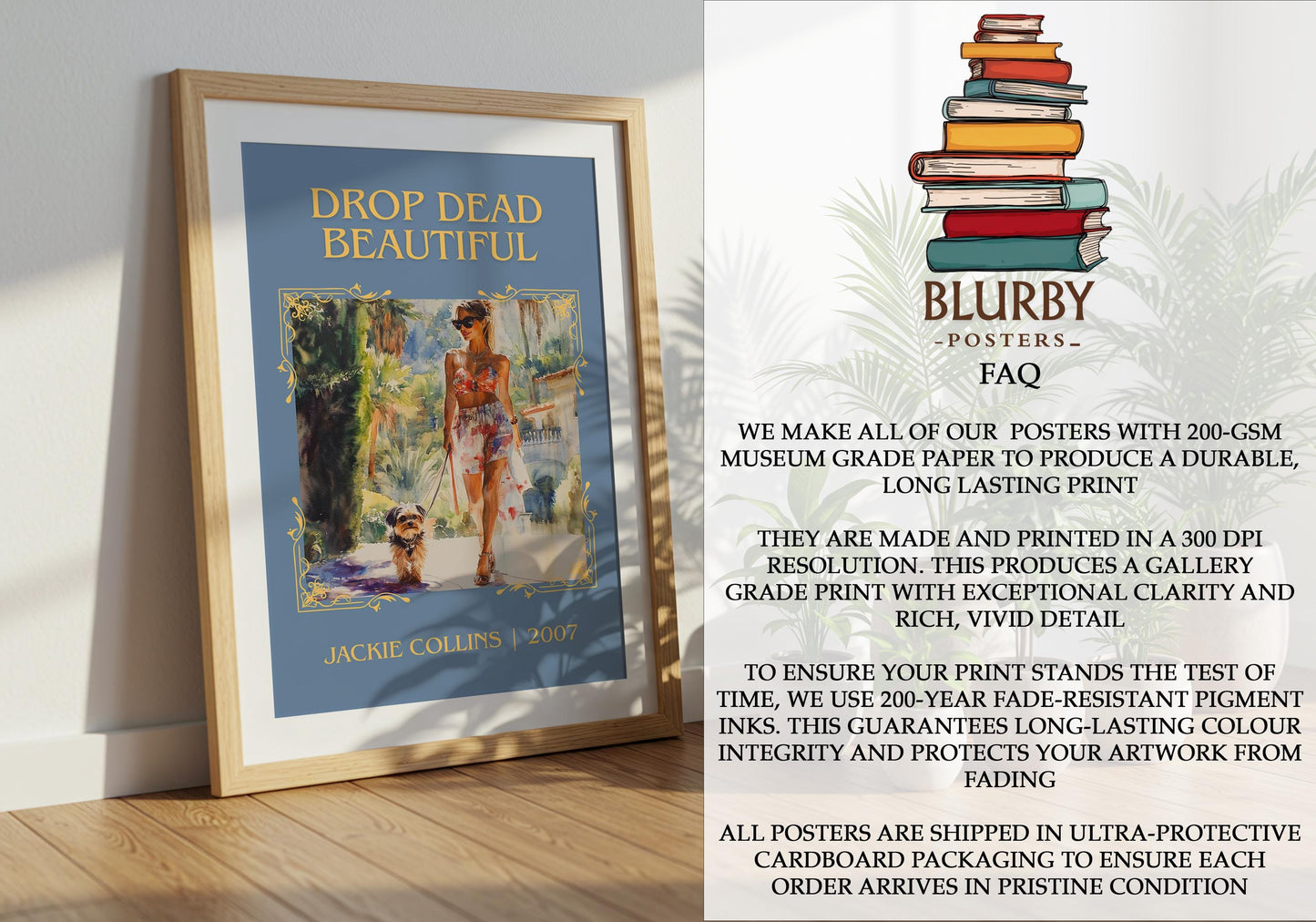 Drop Dead Beautiful by Jackie Collins | Descriptive Book Poster | Minimalist