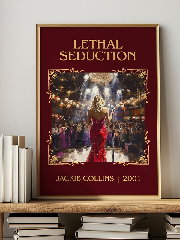 Lethal Seduction classic book art print in frame leaning in hallway – romance wall art