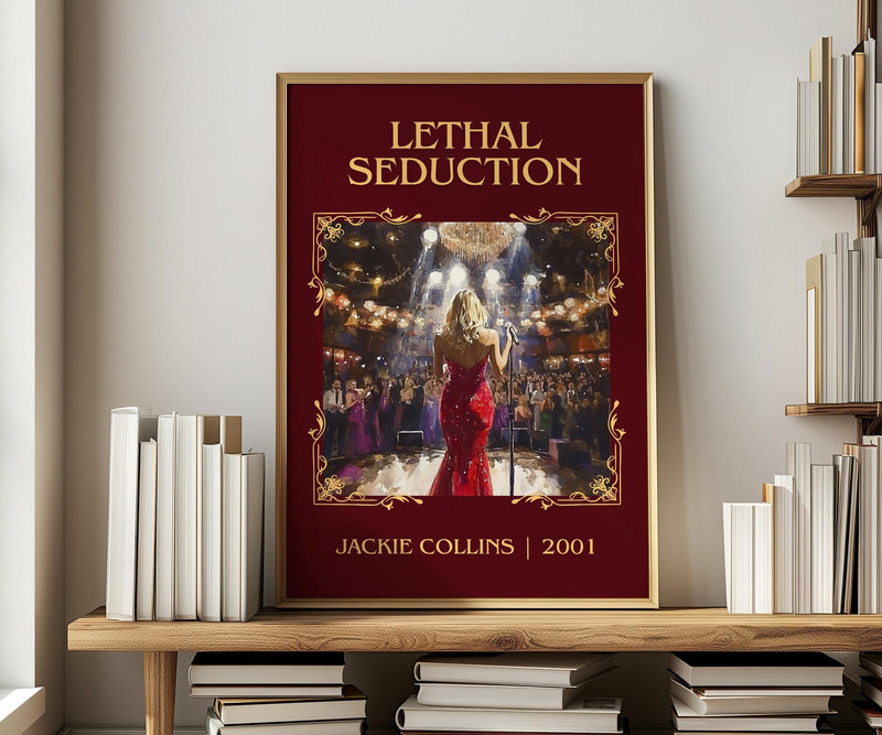 Lethal Seduction classic book art print in frame leaning in hallway – romance wall art