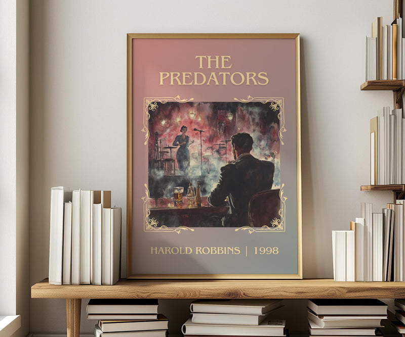 The Predators classic book art print in frame leaning in hallway – thriller wall art