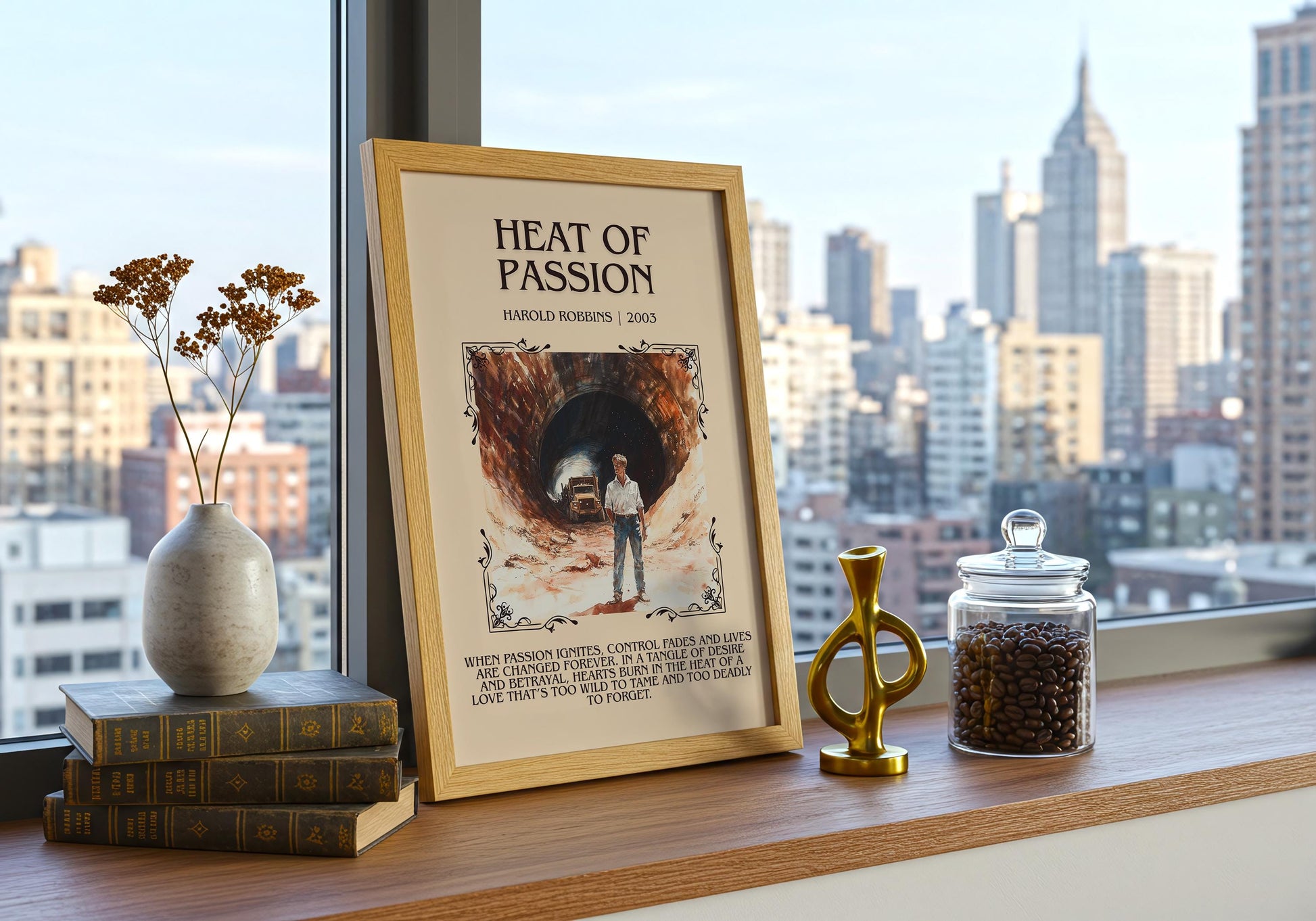 Heat Of Passion by Harold Robbins | Descriptive Book Poster | Blurby