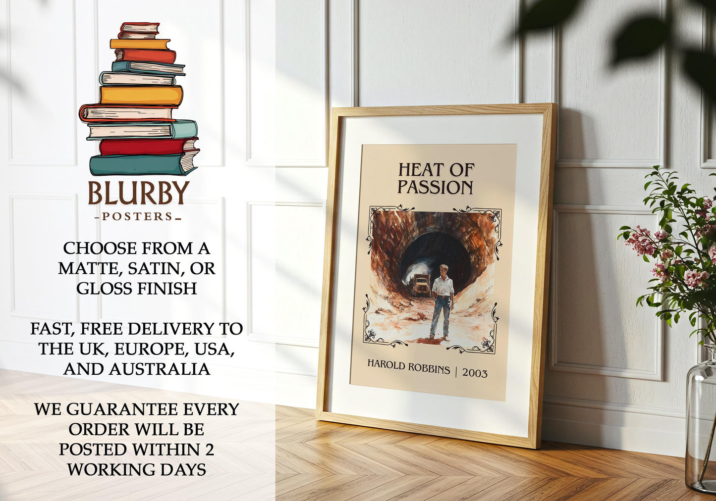 Heat Of Passion by Harold Robbins | Descriptive Book Poster | Minimalist