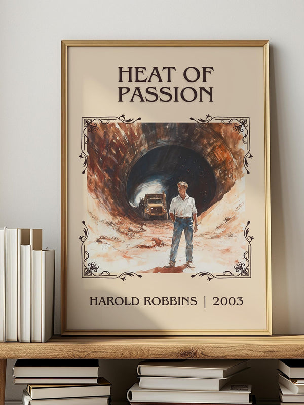 Heat of Passion classic book art print in frame leaning in hallway – romance wall art