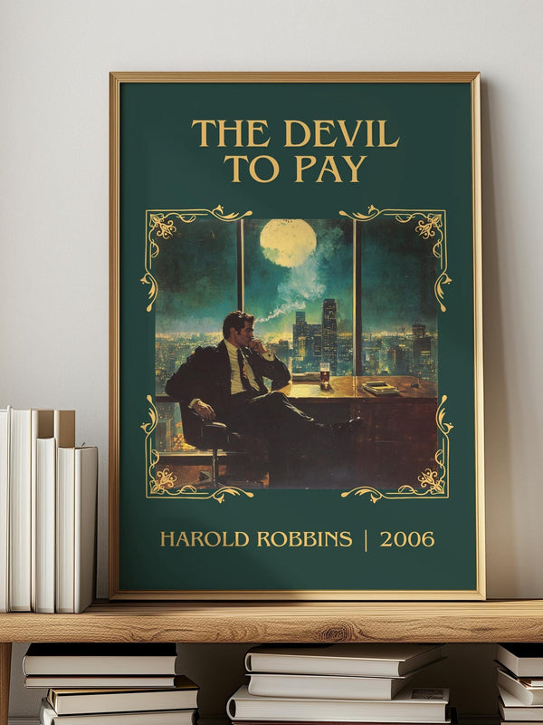 The Devil To Pay classic book art print in frame leaning in hallway – thriller wall art