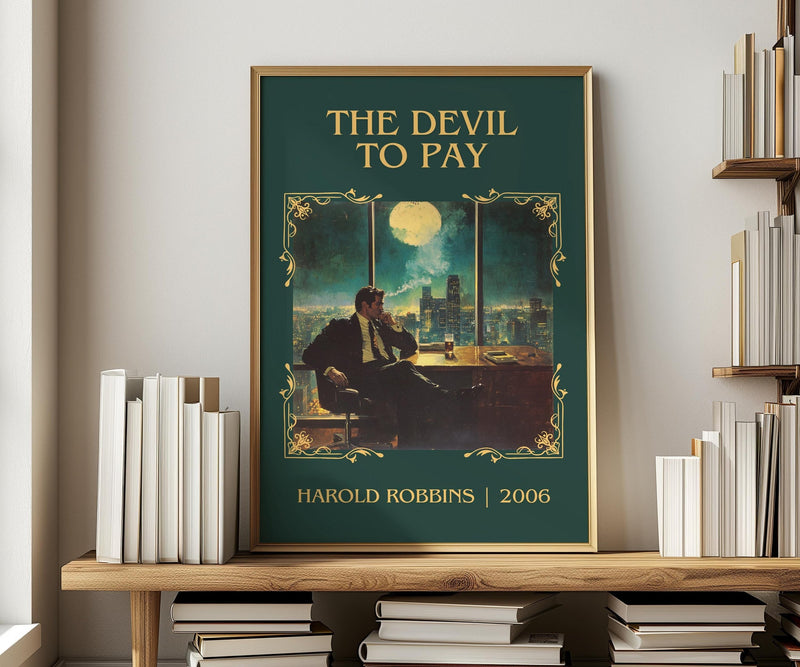 The Devil To Pay classic book art print in frame leaning in hallway – thriller wall art