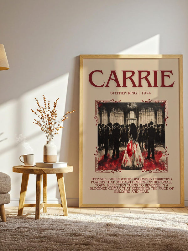Carrie minimalist print framed by window – literary home decor