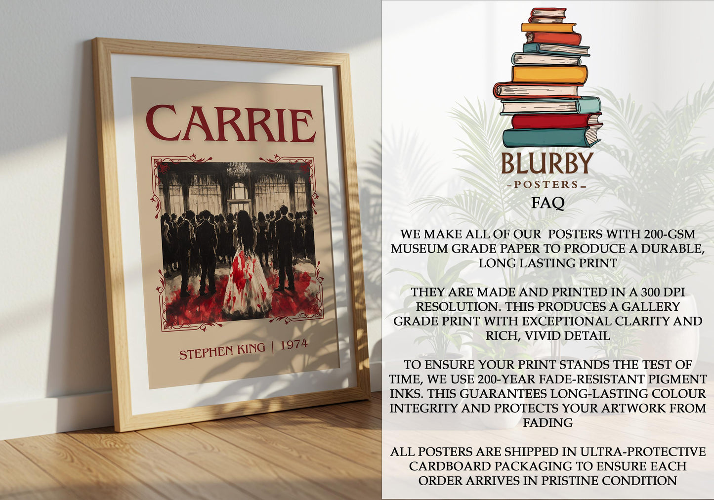 Carrie by Stephen King | Descriptive Book Poster | Minimalist