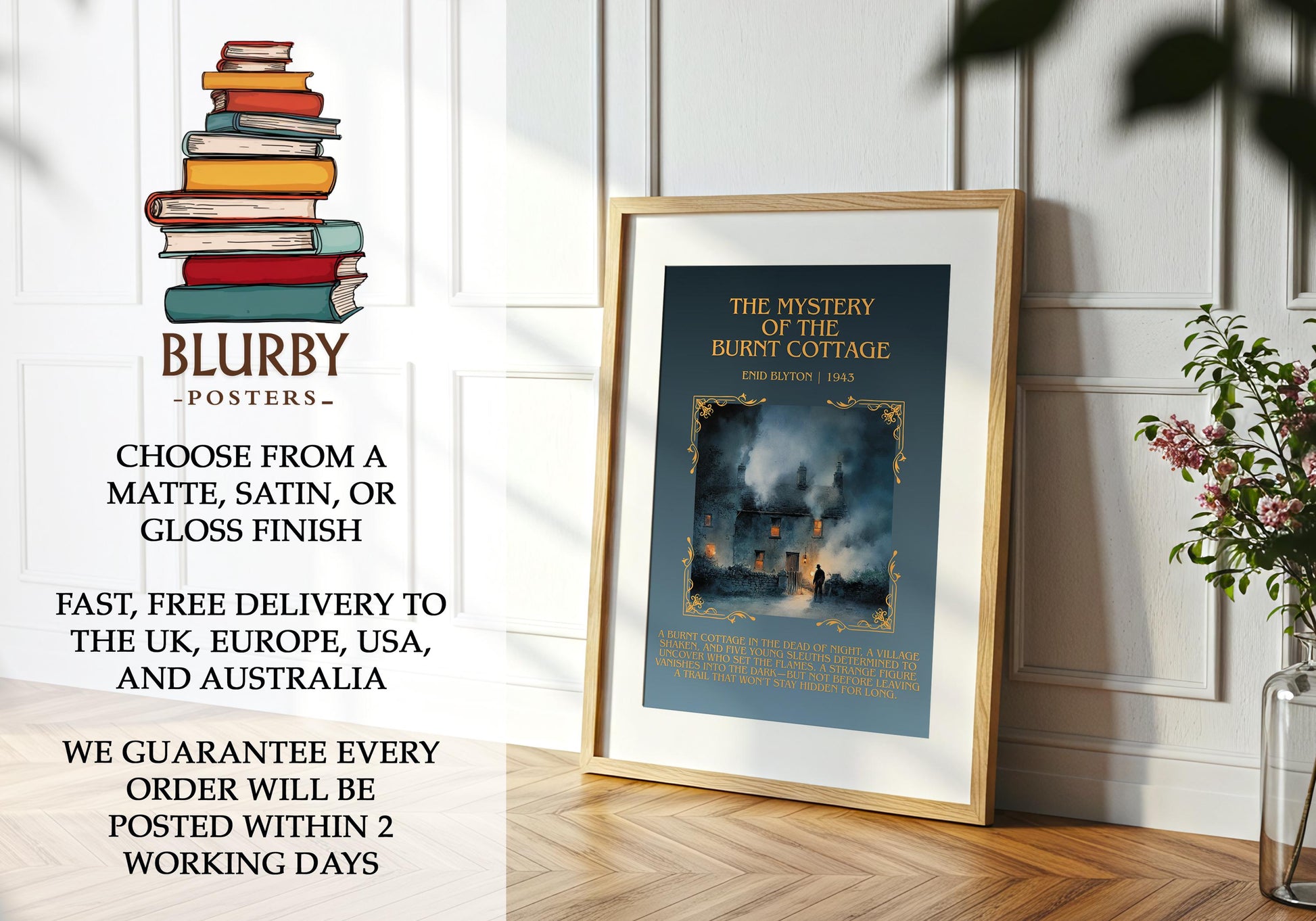 The Mystery Of The Burnt Cottage by Enid Blyton | Descriptive Book Poster | Blurby