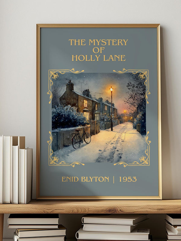 The Mystery of Holly Lane classic book art print in frame leaning in hallway – childrens wall art