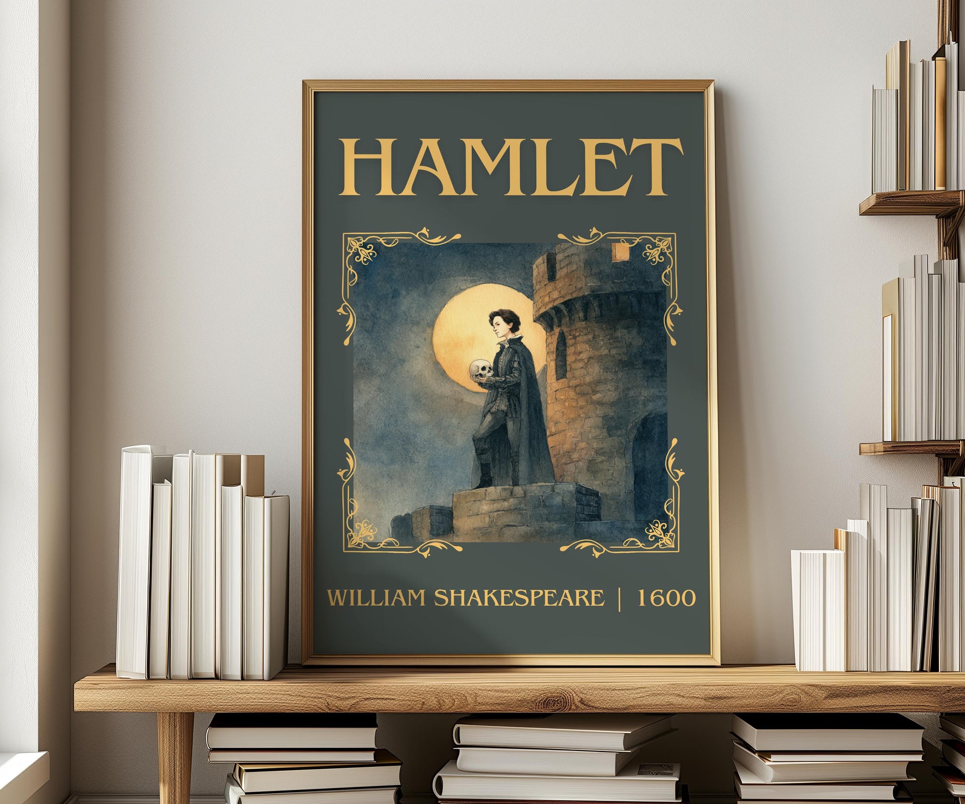 Hamlet by William Shakespeare | Descriptive Book Poster | Minimalist