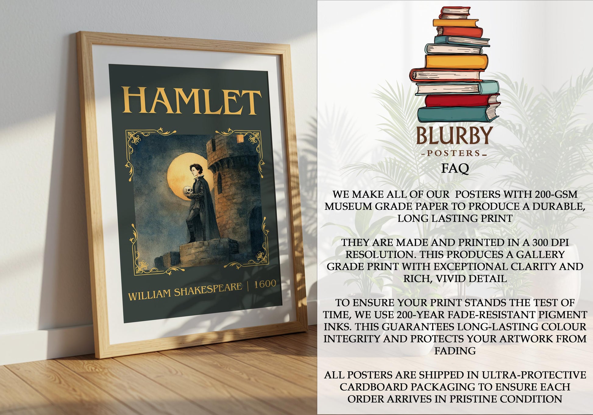 Hamlet by William Shakespeare | Descriptive Book Poster | Minimalist