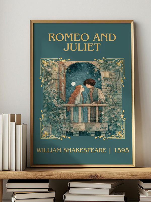 Romeo and Juliet classic book art print in frame leaning in hallway – classic literature wall art