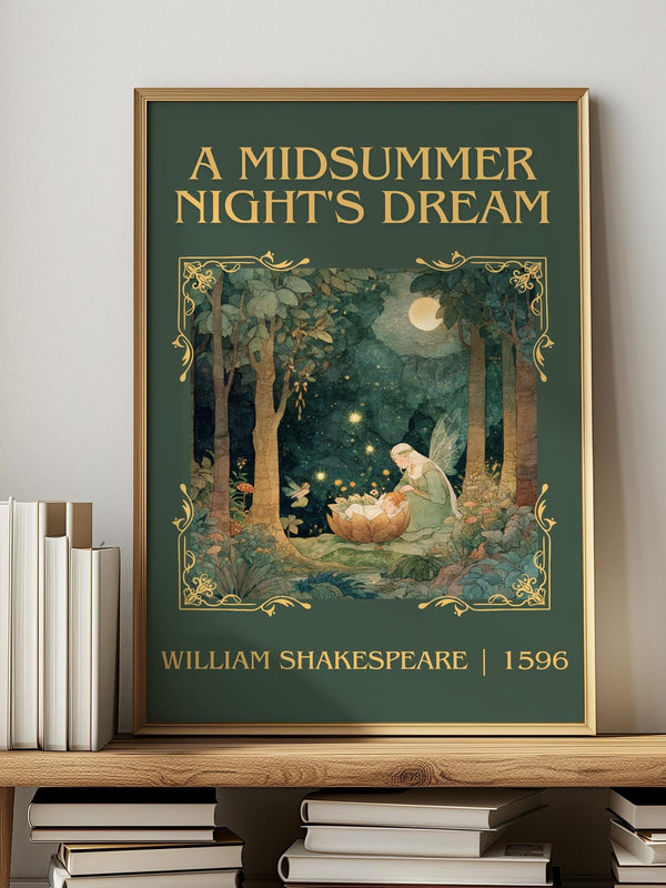 A Midsummer Night's Dream classic book art print in frame leaning in hallway – classic literature wall art