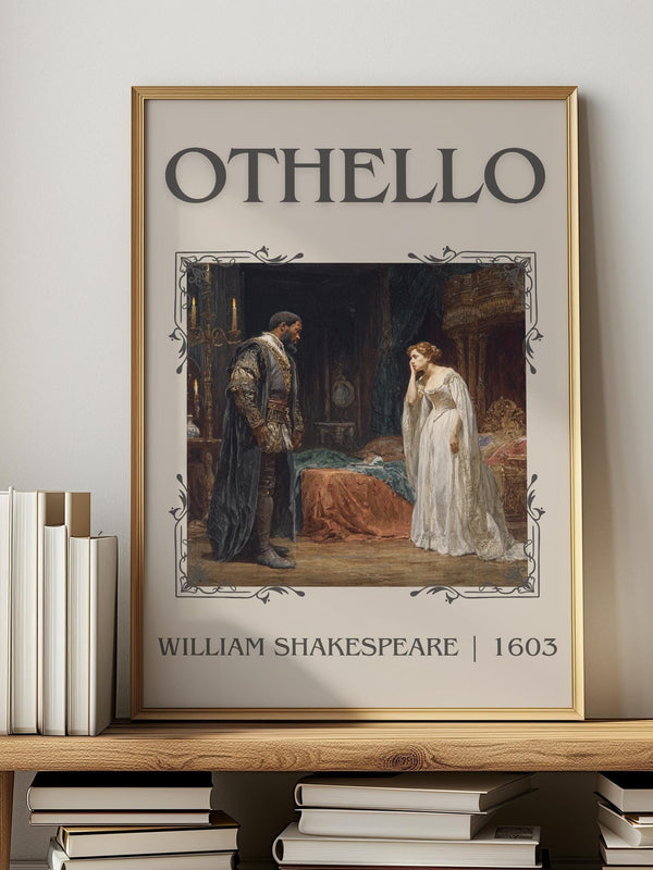 Othello classic book art print in frame leaning in hallway – classic literature wall art